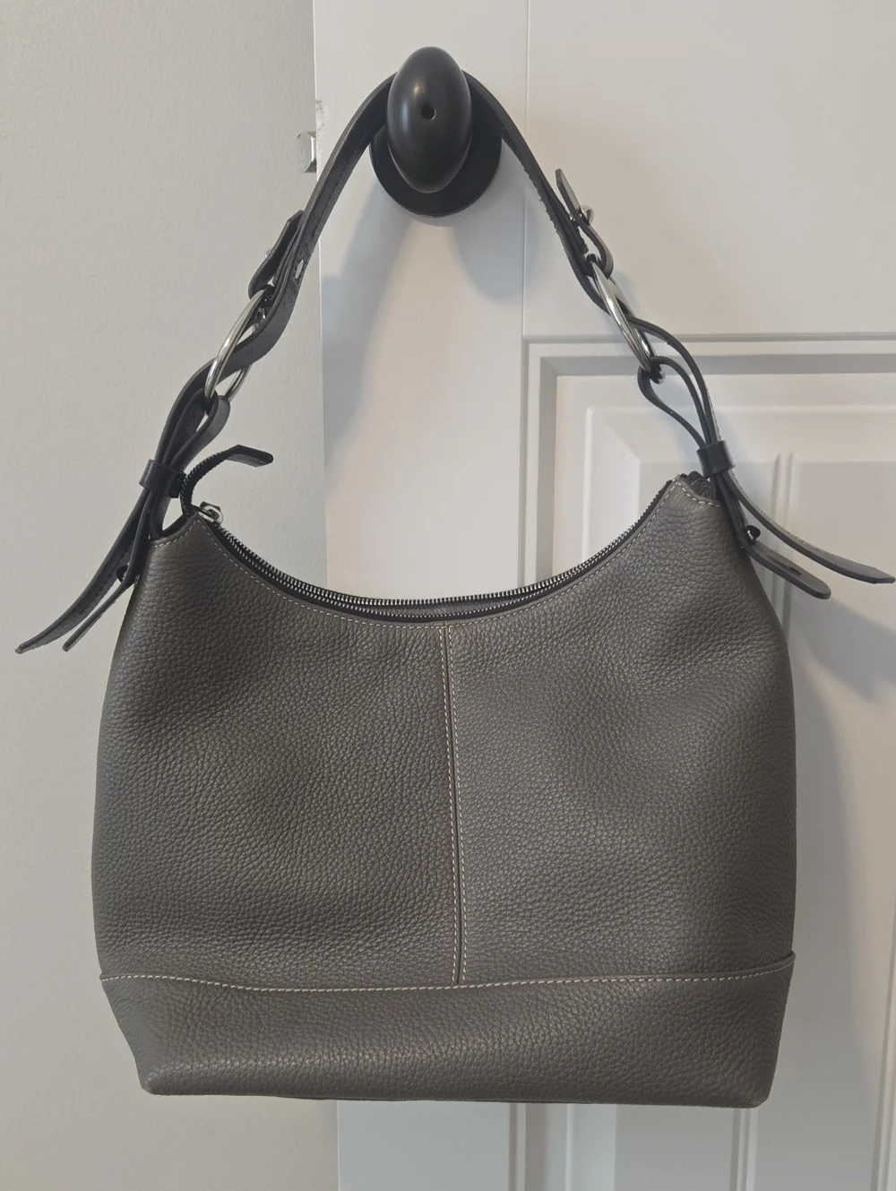 Dooney & Bourke Charcoal Pebble Leather Hobo Bag